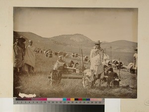 Carriers with oxen hide on their way to Toamasina, Madagascar, ca.1895