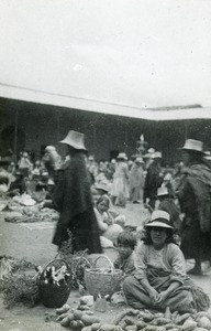 Selling in market, Peru, ca. 1947