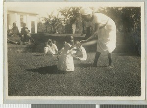 Child patients outside the ward, Chogoria, Kenya, ca.1940