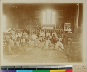 Women gathered in the church, Morondava, Madagascar, ca.1908