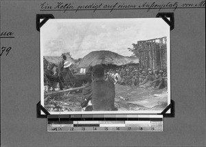 Preaching assistant on a preaching site near Mbozi, Tanzania, ca.1927-1929