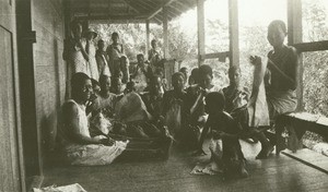 Lesson of sewing, in Ngomo, Gabon