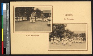 Two views of a procession, Kisantu, Congo, ca.1920-1940