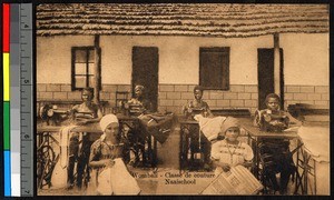 Young girls sewing clothing, Congo, ca.1920-1940