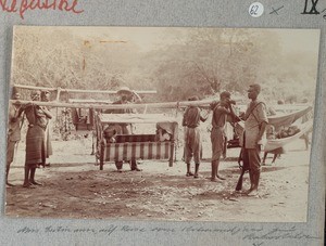 Missionary Gutmann on a journey at Kilimanjaro to... (?) (not readable), Tanzania, ca.1900-1914