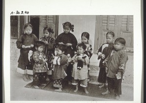 Blind girls at play in the boarding school