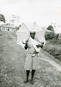 African woman after a consultation in the hospital of Ebeigne, in Gabon