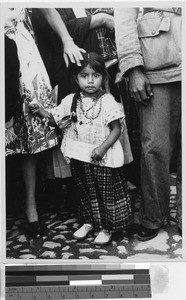 Portrait of a girl wearing fiesta costume, Guatemala City, Guatemala, ca. 1946