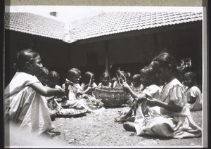 Girls' home in Sumaddi: Preparing vegetables