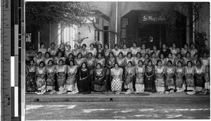Girls of St. Mary's Hall dressed in native costume, Manila, Philippines, 1935