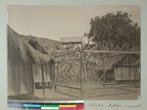 Town homes and the Church in the background, Ambohimanga, Madagascar, ca.1908