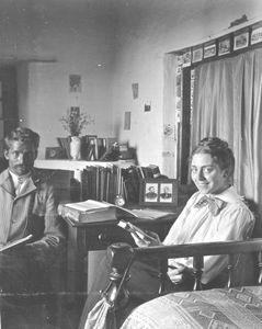 Gjertrud Kathrine Andersen with language teacher. Language studies in Madras 1909-1910. Married