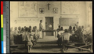 Children sitting in a classroom, Congo, ca.1914