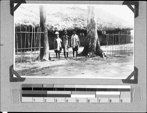 Girls standing in front of their school building, Rungwe, Tanzania