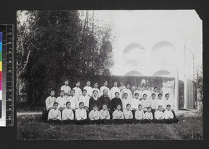 Pupils and teachers of the Girls' School, Swabue, China, December 1924