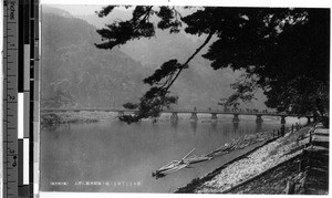 Bridge and river view, Japan, ca. 1920-1940