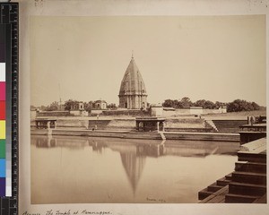 View of temple, Varanasi, Uttar Pradesh, India, ca. 1880-1890