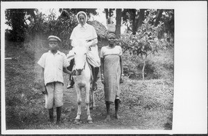 Sister Wärthl on a mule, Tanzania, 1932