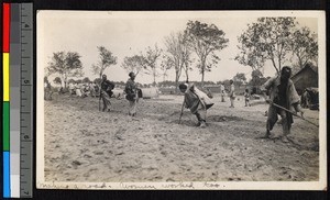 Men and women working to build a road, Jiangsu, China, ca.1905-1910