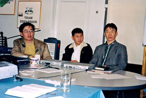 Church leaders in meeting with JCS Board. Left to right: Pastor Dass, Pastor Mujik, Pastor Pros