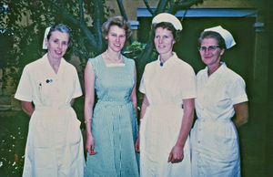 DSM Missionary and Nurse, Grethe Madsen, (1929-2015), with nursing colleagues in Denmark before