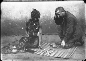 Swiss missionary and African soothsayer, southern Africa, ca. 1880-1914