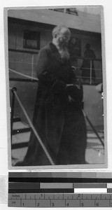Bishop de Guebriant disembaring from a ship, China, ca. 1910-1930