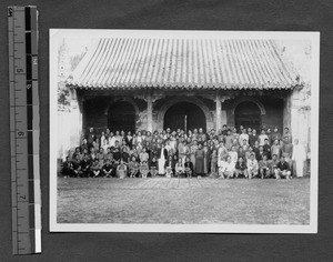 Shantung Christian University students and staff on retreat, Shandong, China, 1936