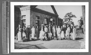 Students on trip to assist rural community, Jinan, Shandong, China, ca.1940