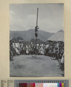 Greasy pole competition, Livingstonia, Malawi, 1905