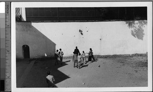 Children playing basketball, Fuzhou, Fujian, China, ca.1910