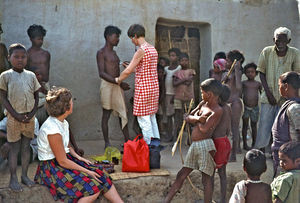 Bangladesh. Nurse Ulla Bro Larsen examining patients