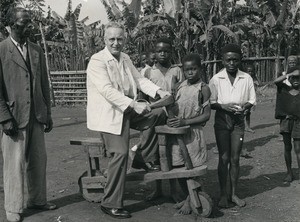 Mirko Mikolasek on a bicycle, in Cameroon