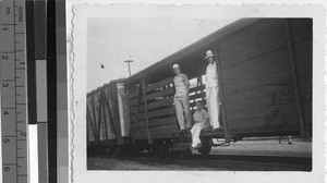 Fathers Allie and Collymore aboard a train, Guatemala, ca. 1943