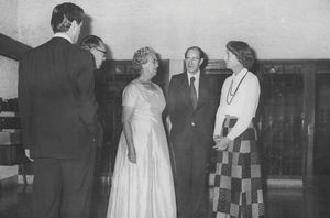 Tamil Nadu, South India. The Danish Minister Lise Østergaard (right) visiting the Women Student