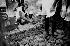 East Jeypore, Orissa, India, Rev. Ratha, a converted Brahmin (high cast Hindu), assists in buil