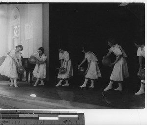 Students performing at the Russian school at Dalian, China, 1937