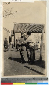 Patient at Ellen Lavine Graham Hospital for eye operation, Haizhou, China, ca.1925