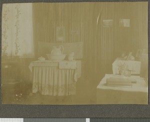 Interior of mission home, Tumutumu, Kenya, 1921