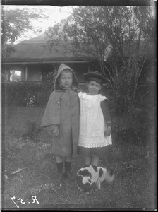 Children standing in front of the mission house, Valdezia, South Africa, ca. 1892-1901