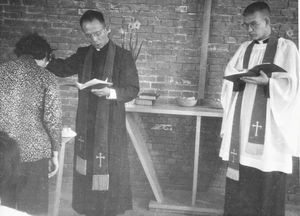 Taiwan Lutheran Church/TLC. Easter 1960. Baptism at "The Good Shepherd Church", Tainan - Rev. D