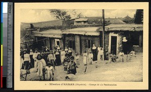 Missionary sisters with students in the street, Harer, Ethiopia, ca.1900-1930