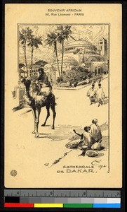 Drawing of a man on a camel, Dakar, Senegal, ca.1914