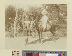 Boy on pony with attendant, Puruliya, West Bengal, ca.1900