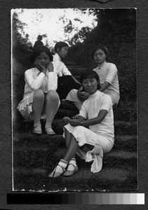 Teachers pose during outing, Sichuan, China, ca.1940-1950