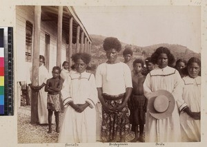 Portrait of wedding party, Papua New Guinea, ca. 1890