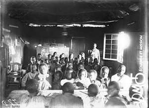 Lesson in a school from the Swiss Mission, South Africa, ca. 1901-1915