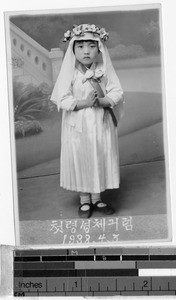 Korean child First Communion, Peng Yang, Korea, April 3, 1938