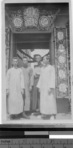 Easter decorations at mission entrance, Yeung Kong, China, ca. 1923