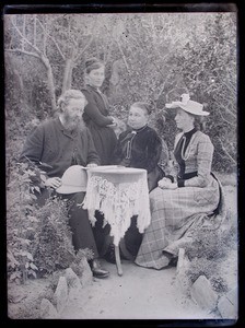 Four missionaries in the Antsahamanitra garden, Antananarivo, Madagascar, ca.1891